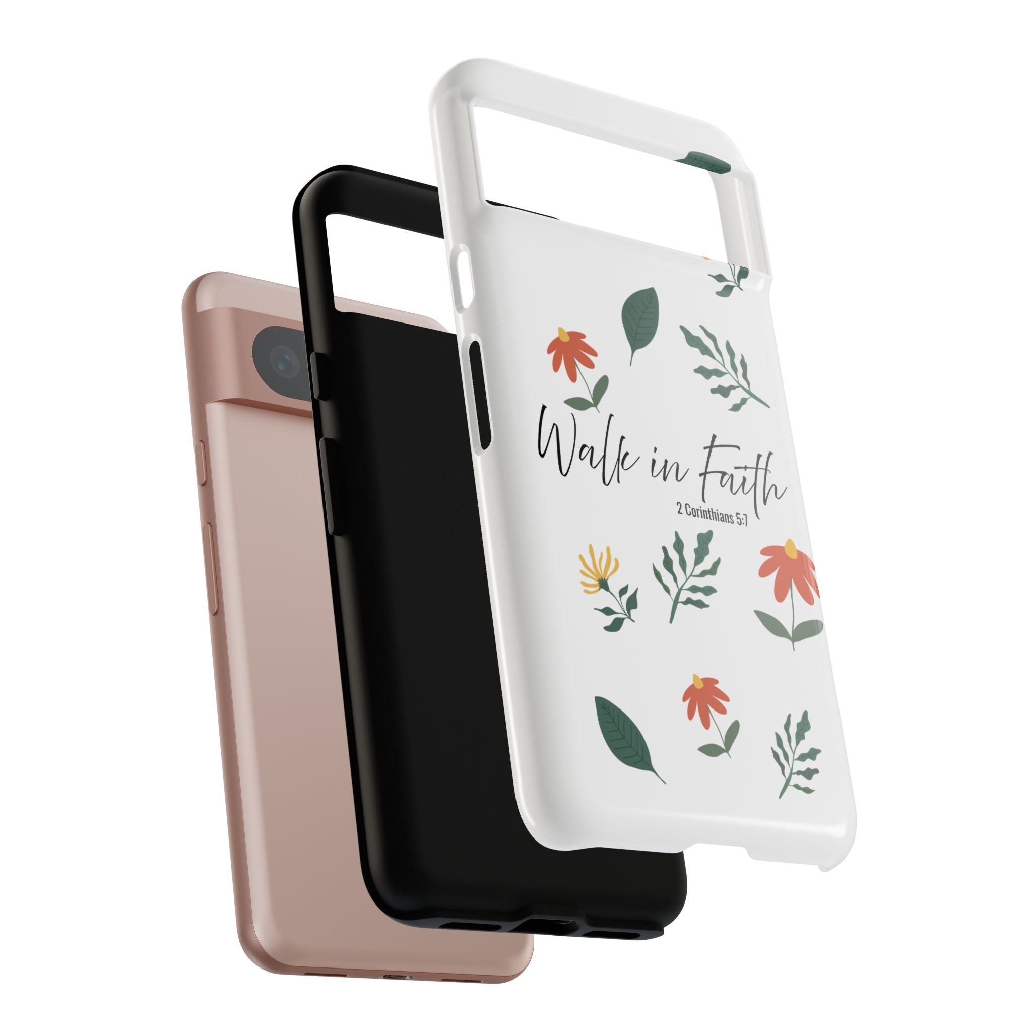 Walk in Faith Floral Phone Case — 2 Corinthians 5:7 Christian iPhone Case