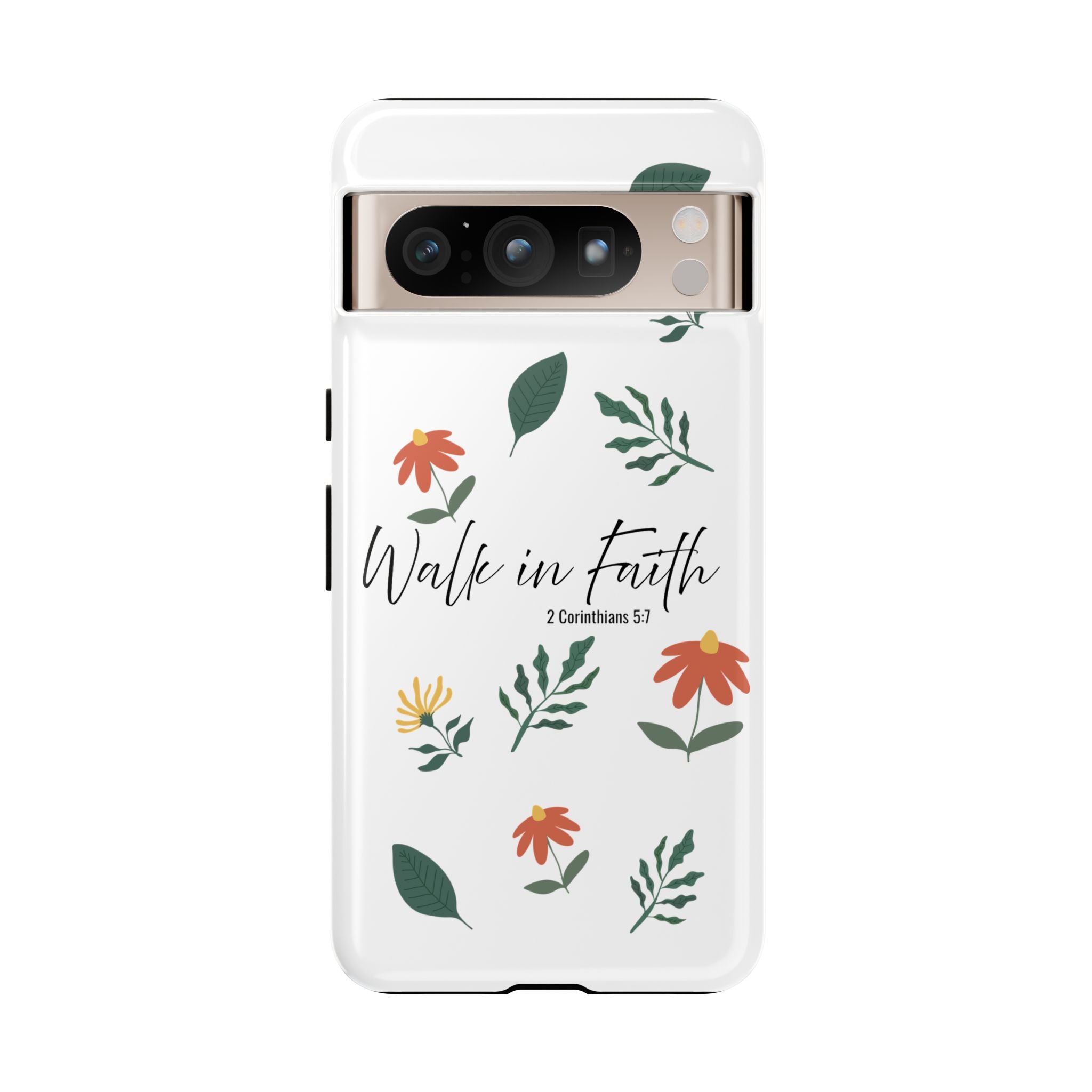 Walk in Faith Floral Phone Case — 2 Corinthians 5:7 Christian iPhone Case