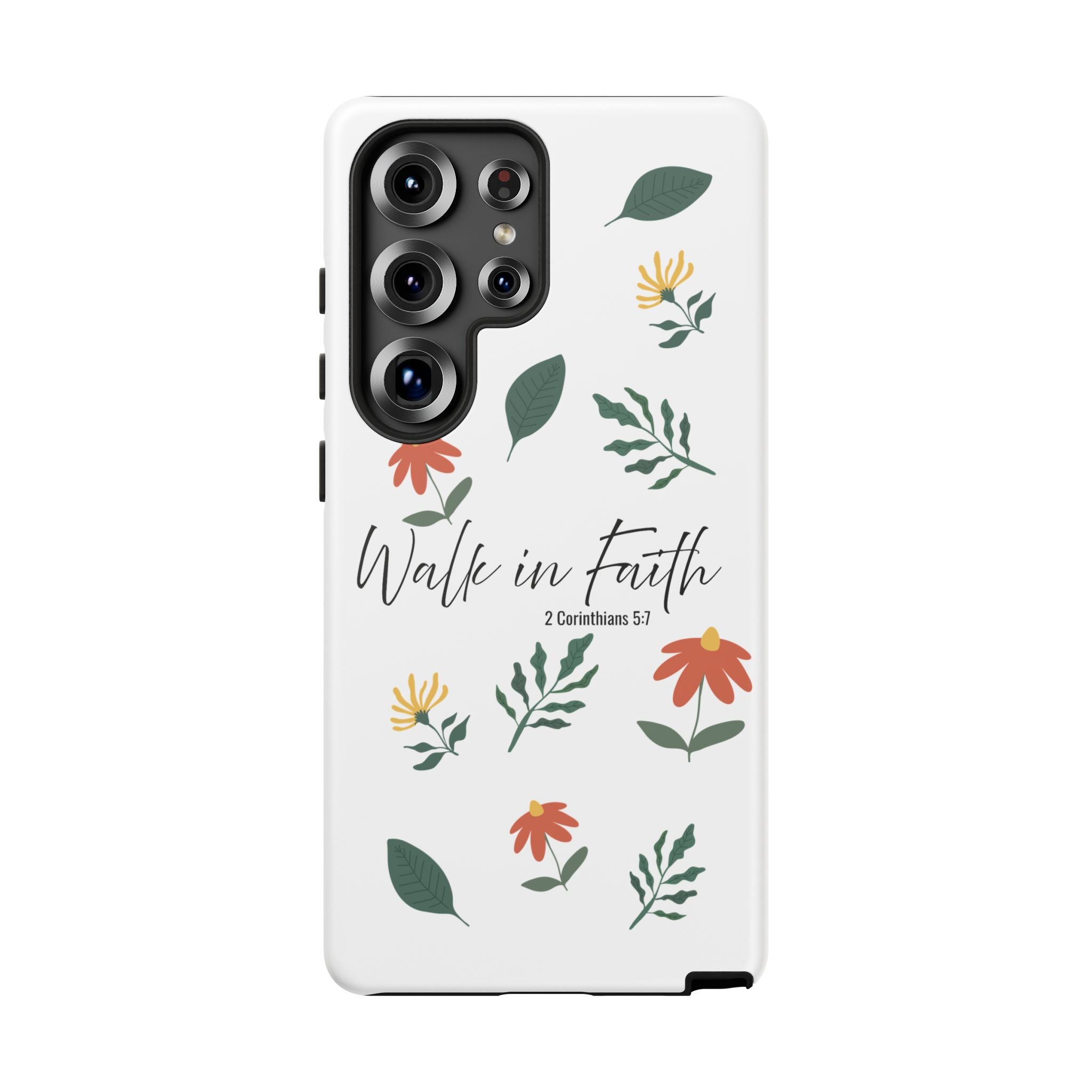 Walk in Faith Floral Phone Case — 2 Corinthians 5:7 Christian iPhone Case
