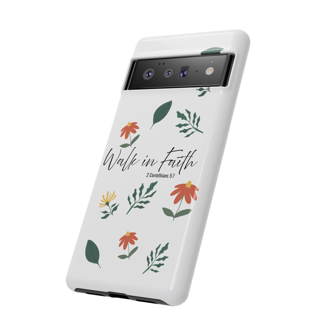 Walk in Faith Floral Phone Case — 2 Corinthians 5:7 Christian iPhone Case