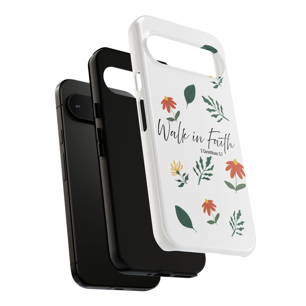 Walk in Faith Floral Phone Case — 2 Corinthians 5:7 Christian iPhone Case