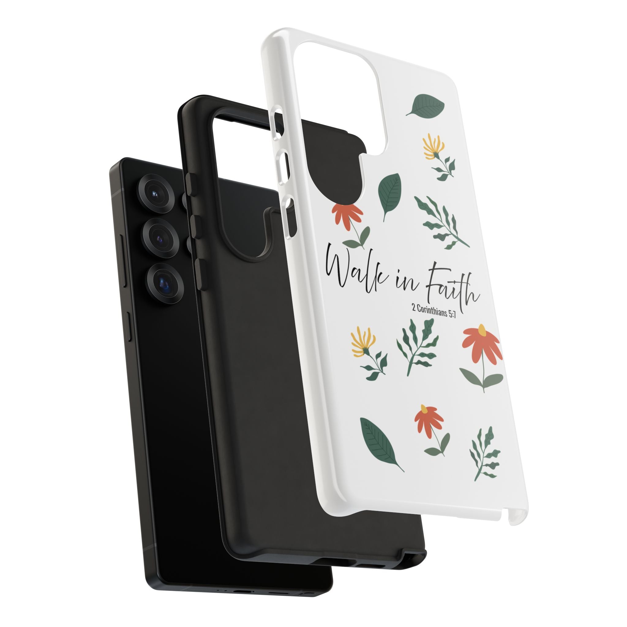 Walk in Faith Floral Phone Case — 2 Corinthians 5:7 Christian iPhone Case