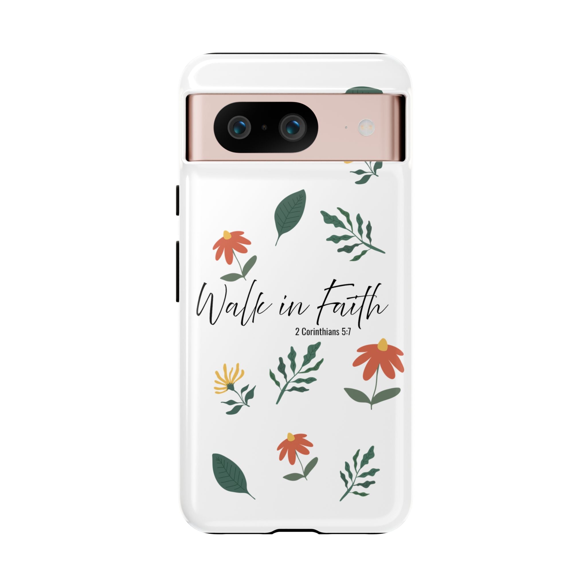 Walk in Faith Floral Phone Case — 2 Corinthians 5:7 Christian iPhone Case