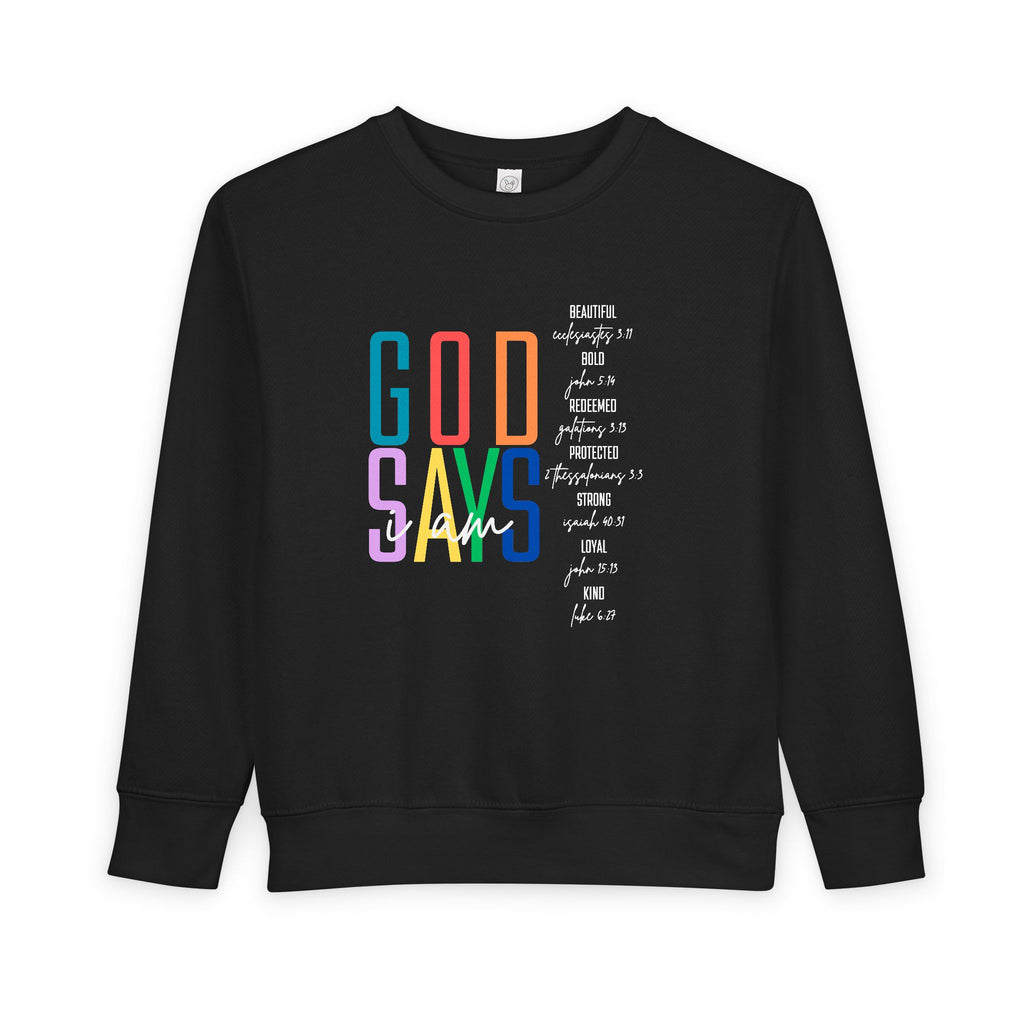 "GOD SAYS" Rainbow  Crewneck (Toddler)