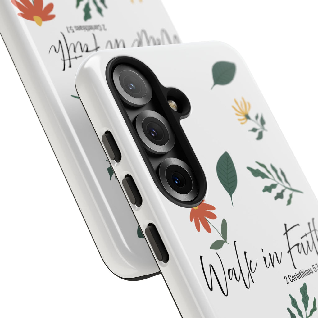 Walk in Faith Floral Phone Case — 2 Corinthians 5:7 Christian iPhone Case
